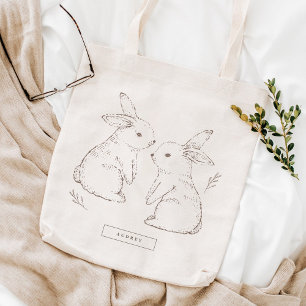 Cute Vintage Rabbit Mönster Tygkasse