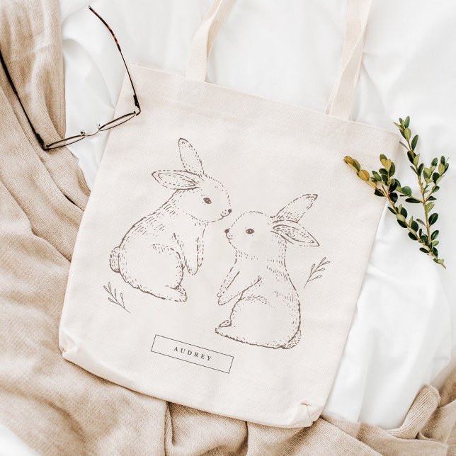 Cute Vintage Rabbit Mönster Tygkasse (Skapare uppladdad)