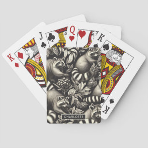 Cute Vintage Racoon Seamless Casinokort