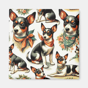 Cute Vintage Råtta Terrier, sömlös Magnet