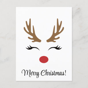 Cute Vintage Reindeer God jul Vykort