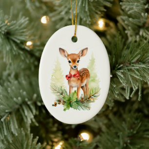 Cute Vintage Reindeer Julgransprydnad Keramik