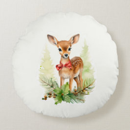 Cute Vintage Reindeer Rund Kudde