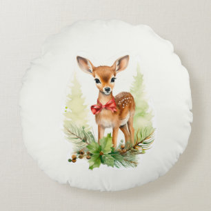Cute Vintage Reindeer Rund Kudde