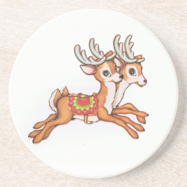 Cute Vintage Reindeer Underlägg (Framsidan)