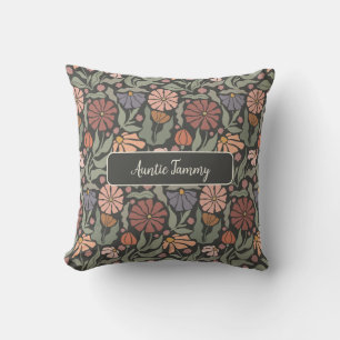 Cute Vintage Retro Flowers Namn Dekorativ kudde