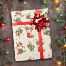 Cute Vintage Retro Jul Red Grönt Elves