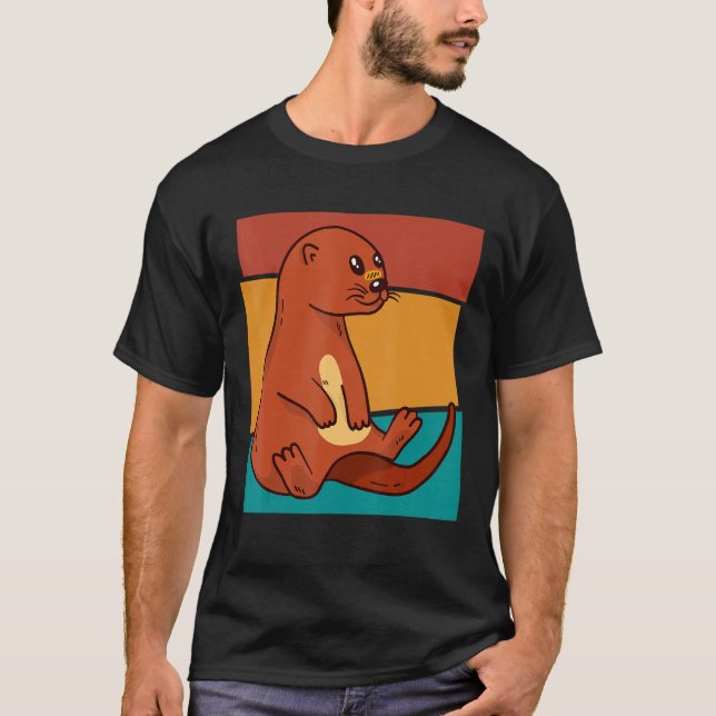 Cute Vintage River Otter T Shirt (Framsida)