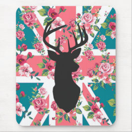 Cute vintage ro U.K. Union Jack Flagga hjort head Musmatta