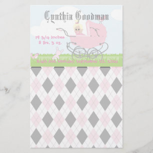 Cute Vintage Rosa Flicka Carriage Brevpapper