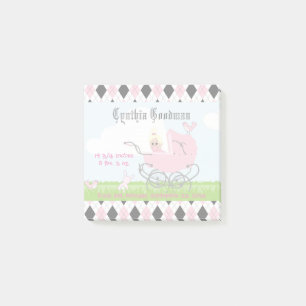 Cute Vintage Rosa Flicka Carriage Post-it Block
