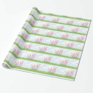 Cute Vintage Rosa Flicka Carriage Presentpapper
