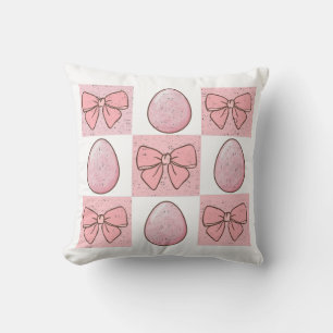 Cute Vintage Rosa Påskägg Coquette Bow Kudde