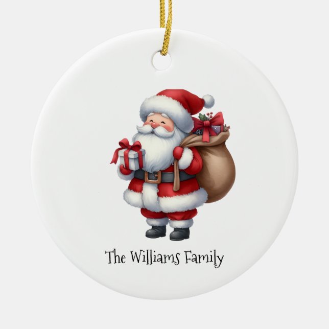 Cute Vintage Santa Claus Christmas  Julgransprydnad Keramik (Framsidan)