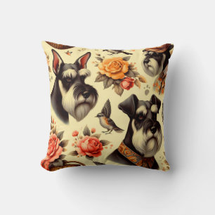 Cute Vintage Schnauzer Kudde