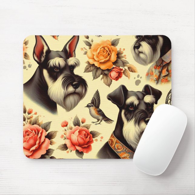Cute Vintage Schnauzer Musmatta (Med mus)