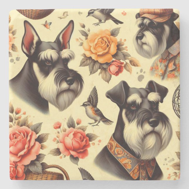 Cute Vintage Schnauzer Stenunderlägg (Framsidan)