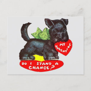 Cute Vintage Scottie Hund Valentine Vykort