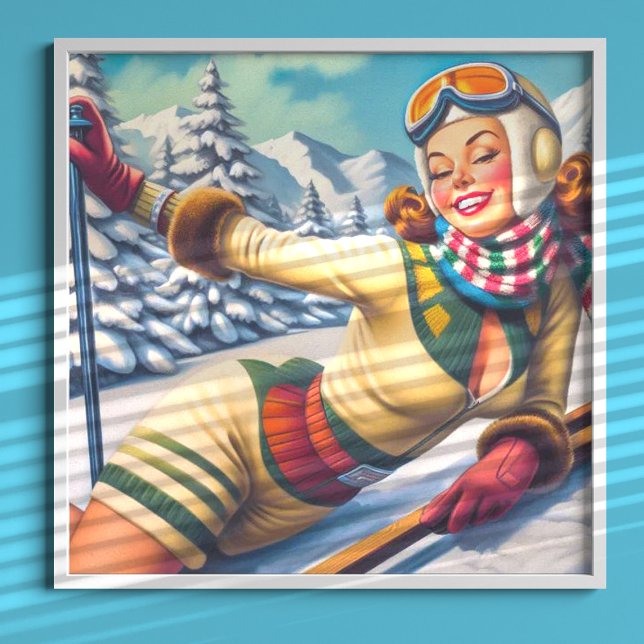 Cute Vintage Ski Pin-Up Poster (Skapare uppladdad)