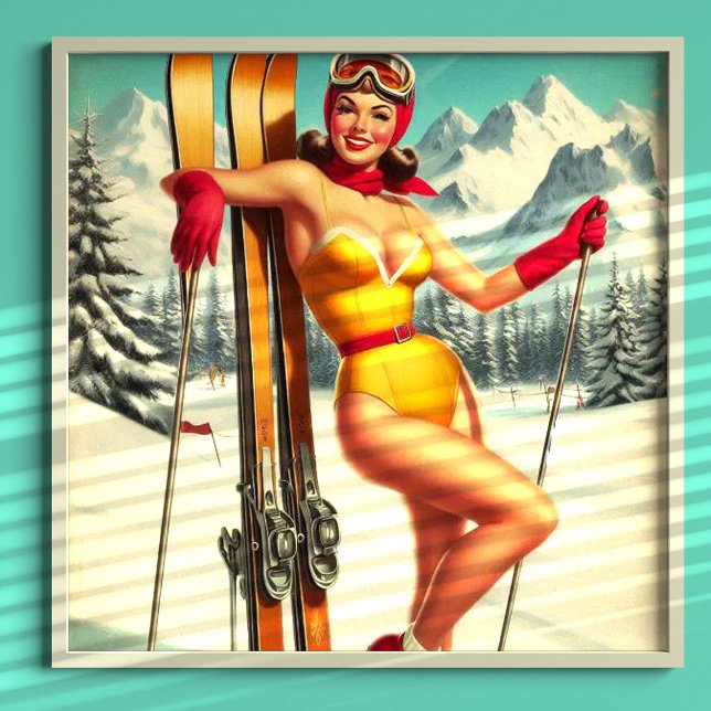 Cute Vintage Ski Pin Up Poster (Skapare uppladdad)