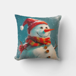 Cute Vintage Snögubbe jul Kudde