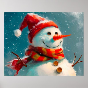 Cute Vintage Snögubbe jul Poster