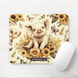 Cute Vintage Solros Gris Mönster Musmatta
