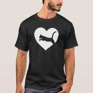 Cute Vintage som Kärlek katt svart katt vitt hjärt T Shirt