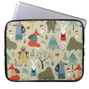 Cute vintage sömlös mönster med taiga djur. laptop fodral