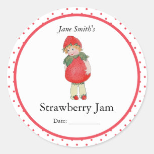 Cute Vintage Strawberry Girl Runt Klistermärke