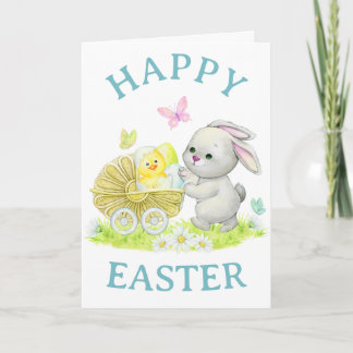 Cute vintage style Easter card with baby animals Helgkort