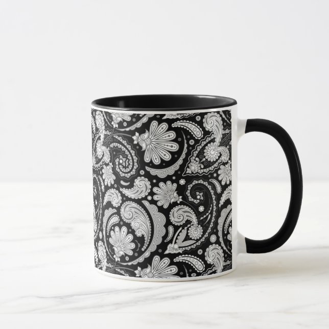 Cute vintage svartvit paisley mönster mugg (Höger)