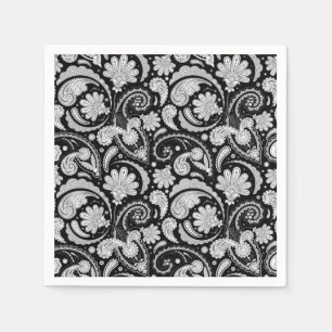 Cute vintage svartvit paisley mönster pappersservett