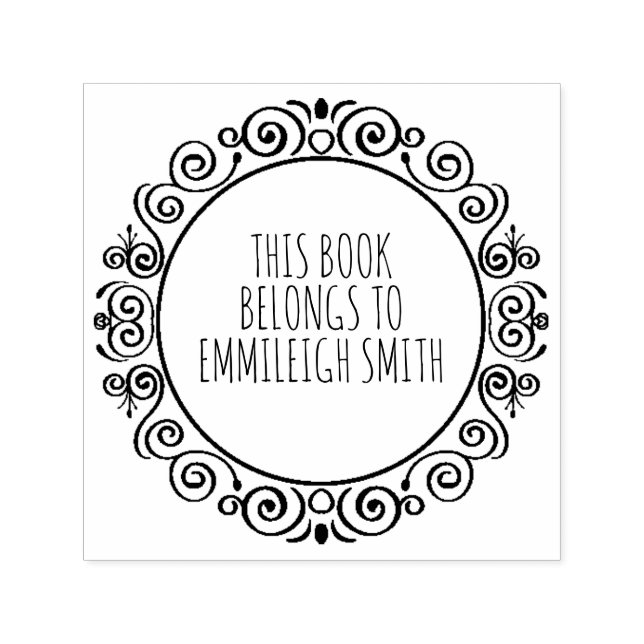 Cute Vintage Swirl Ram Bok Namnskylt Självfärgande Stämpel (Design)