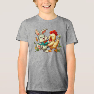 Cute, vintage tecknad Chicken och kanin T Shirt