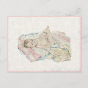 Cute Vintage Teckning i en söt liten Baby Vykort