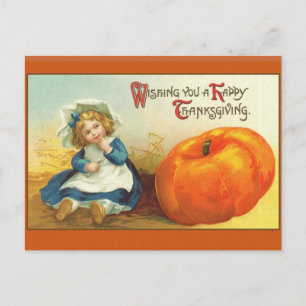 Cute Vintage Thanksgiving Art-hälsningskort Helg Vykort