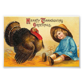 Cute Vintage Thanksgiving Hälsning Fototryck