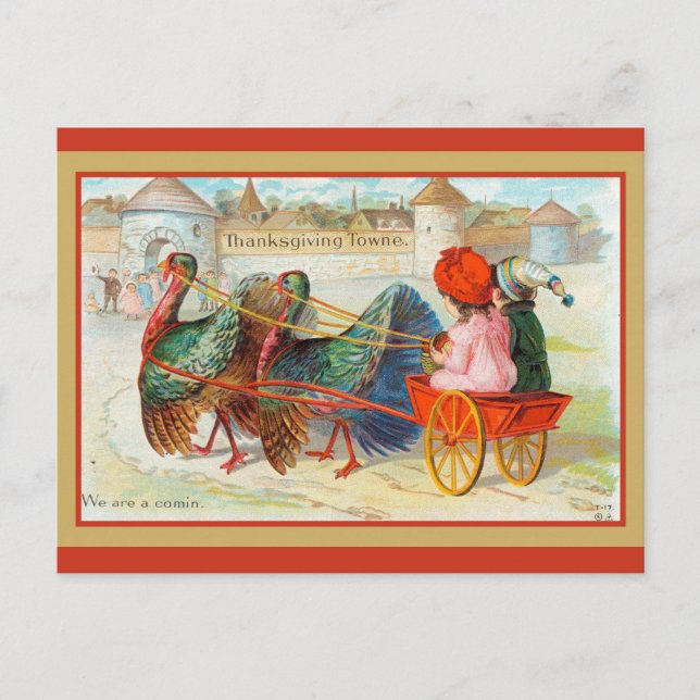 Cute Vintage Thanksgiving Turkiet Vykort (Framsida)