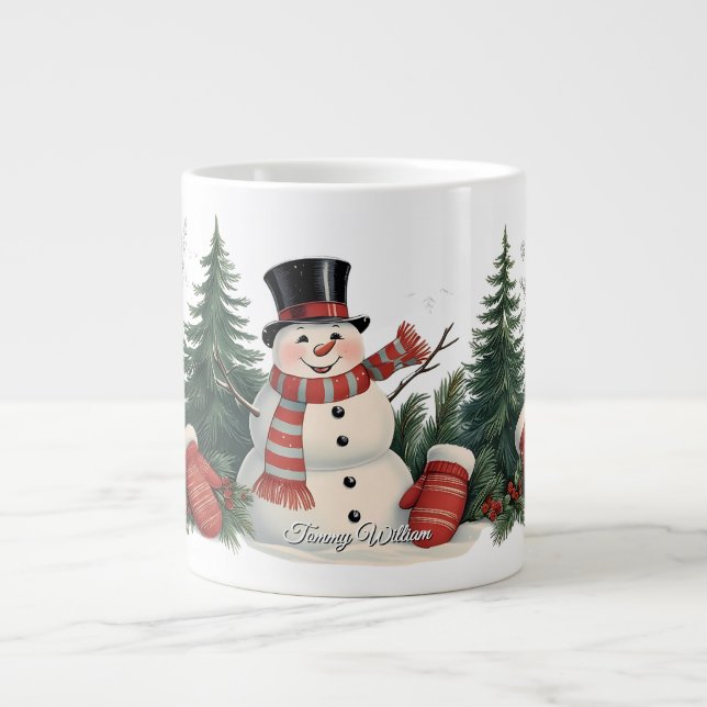 Cute Vintage Traditionell jul Jumbo Mugg (Framsidan)