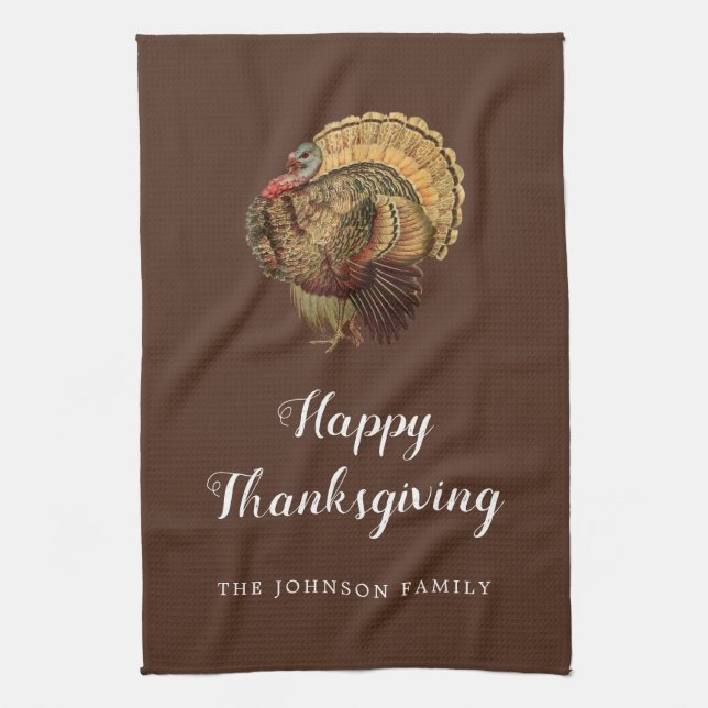 Cute Vintage Turkiet Happy thanksgiving Kökshandduk (Vertikal)