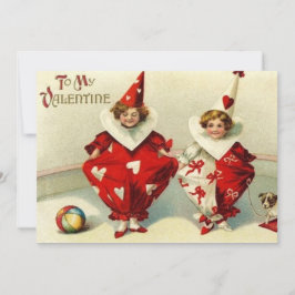 Cute vintage Valentinclowner Julkort