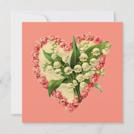 Cute vintage Valentine blommigt Hjärtat Julkort