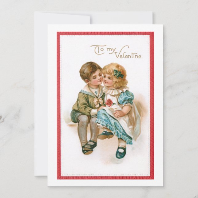 Cute Vintage Valentine Children Julkort (Framsida)