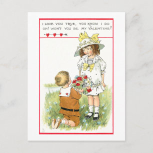Cute Vintage Valentine Children Vykort