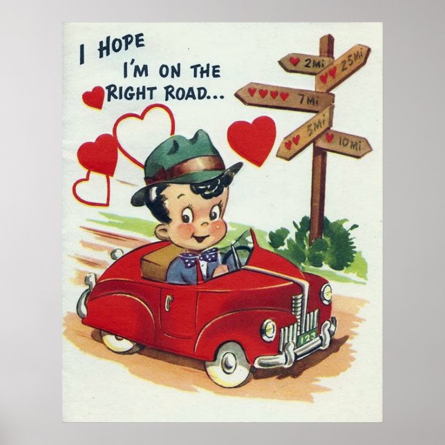 Cute-vintage Valentine-Helgdag poster (Framsidan)