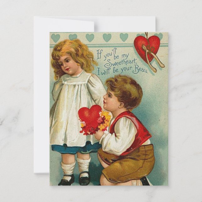Cute vintage valentine-par barn julkort (Framsida)