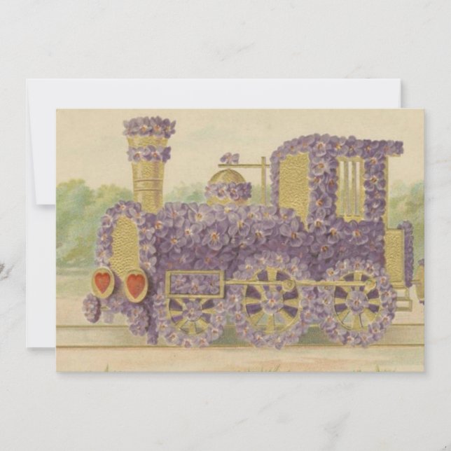 Cute vintage Valentine tåg Julkort (Framsida)