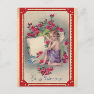Cute Vintage Valentines day Victorian Angel Ro Vykort