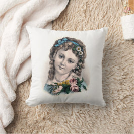 Cute Vintage Victorian Flower Girl Kudde